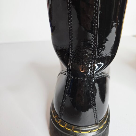 Dr. Martens Zavala Women Black Patent Leather Combat Lace-Up Boots Sz 8 - Picture 11 of 12